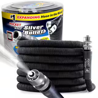 Pocket Hose Silver Bullet 3/4 in. Dia x 100 ft. Lightweight Kink-Free Expandable Water Garden Hos... | The Home Depot