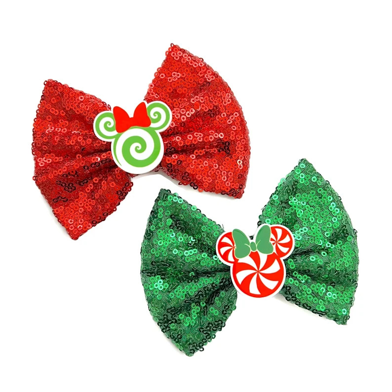 Minnie Peppermint Hair Bow Christmas Mickey Peppermint Hair Bow 5 Inch Hair Bow - Etsy | Etsy (US)