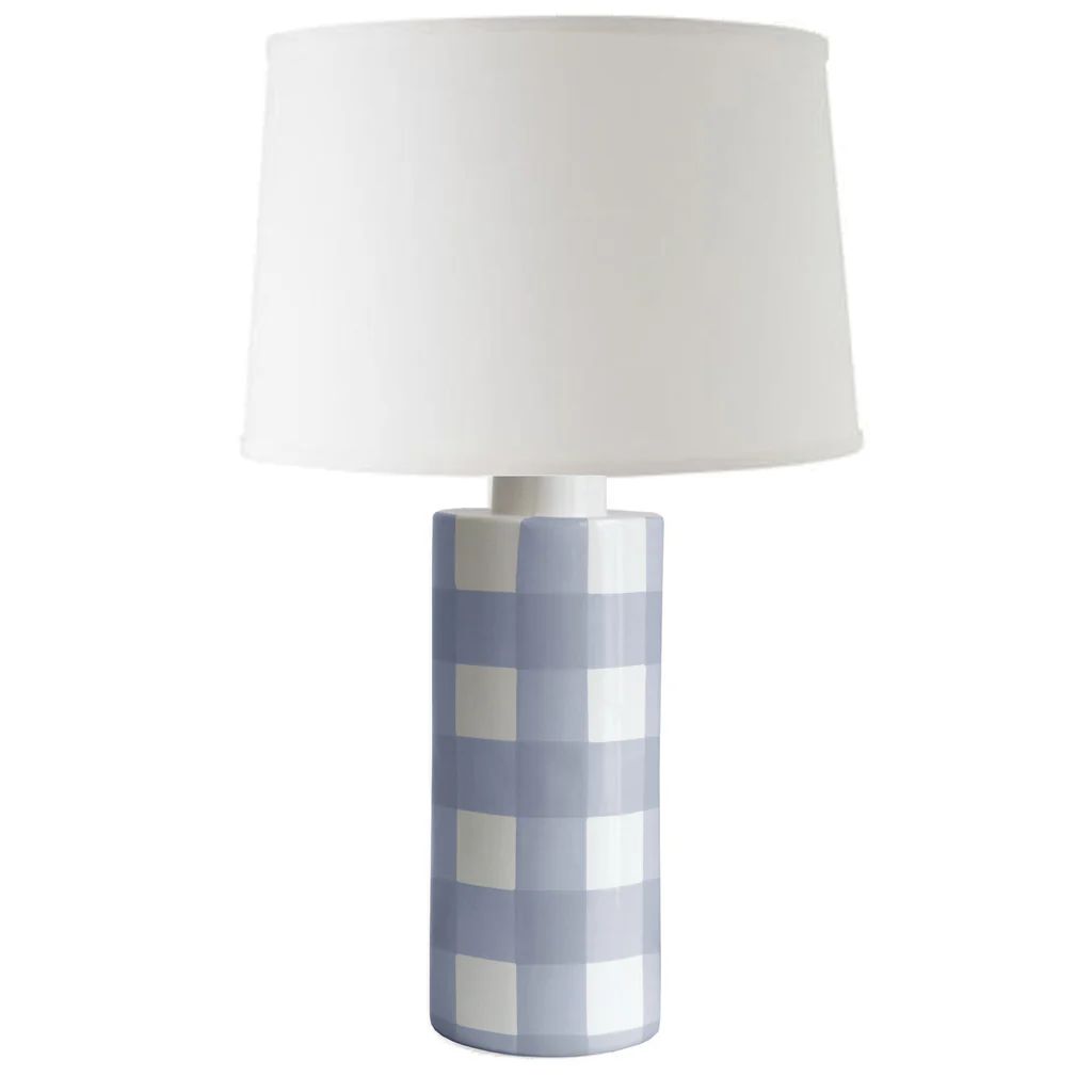 French Blue Gingham Column Lamp | Lo Home by Lauren Haskell Designs