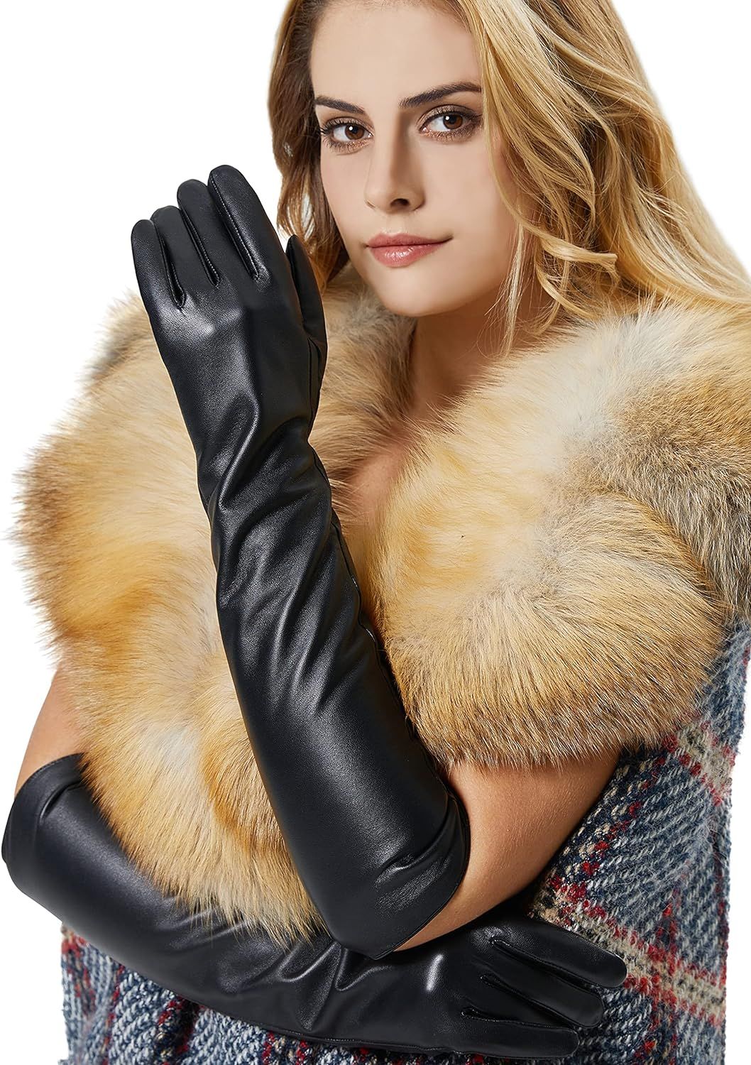 VIKIDEER Elegant Winter Black Long Leather Gloves for Women Full Touchscreen Womens Ladies Warm L... | Amazon (US)