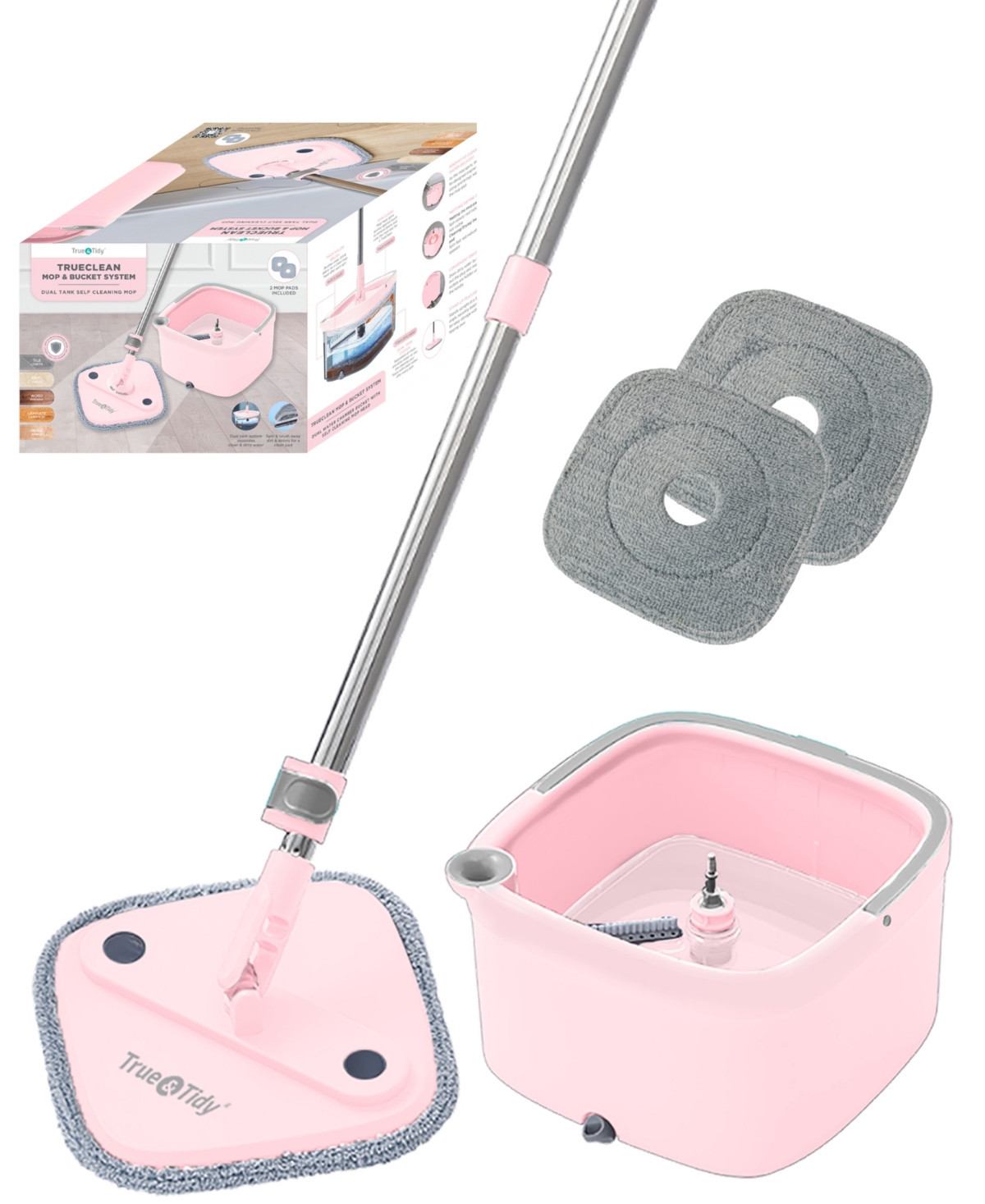 True & Tidy True Clean Spin Mop and Bucket System - Rose | Macy's