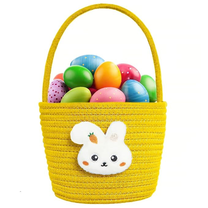 Easter Basket for Kids, Easter Bunny Basket with Gift Bags and Ribbons, Woven Cotton Rope Egg Eas... | Amazon (US)