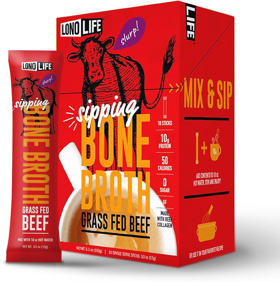 LonoLife Beef Bone Broth Powder Mix | Grass-Fed, 10g Protein | Collagen-Rich, Keto & Paleo Friend... | Amazon (US)