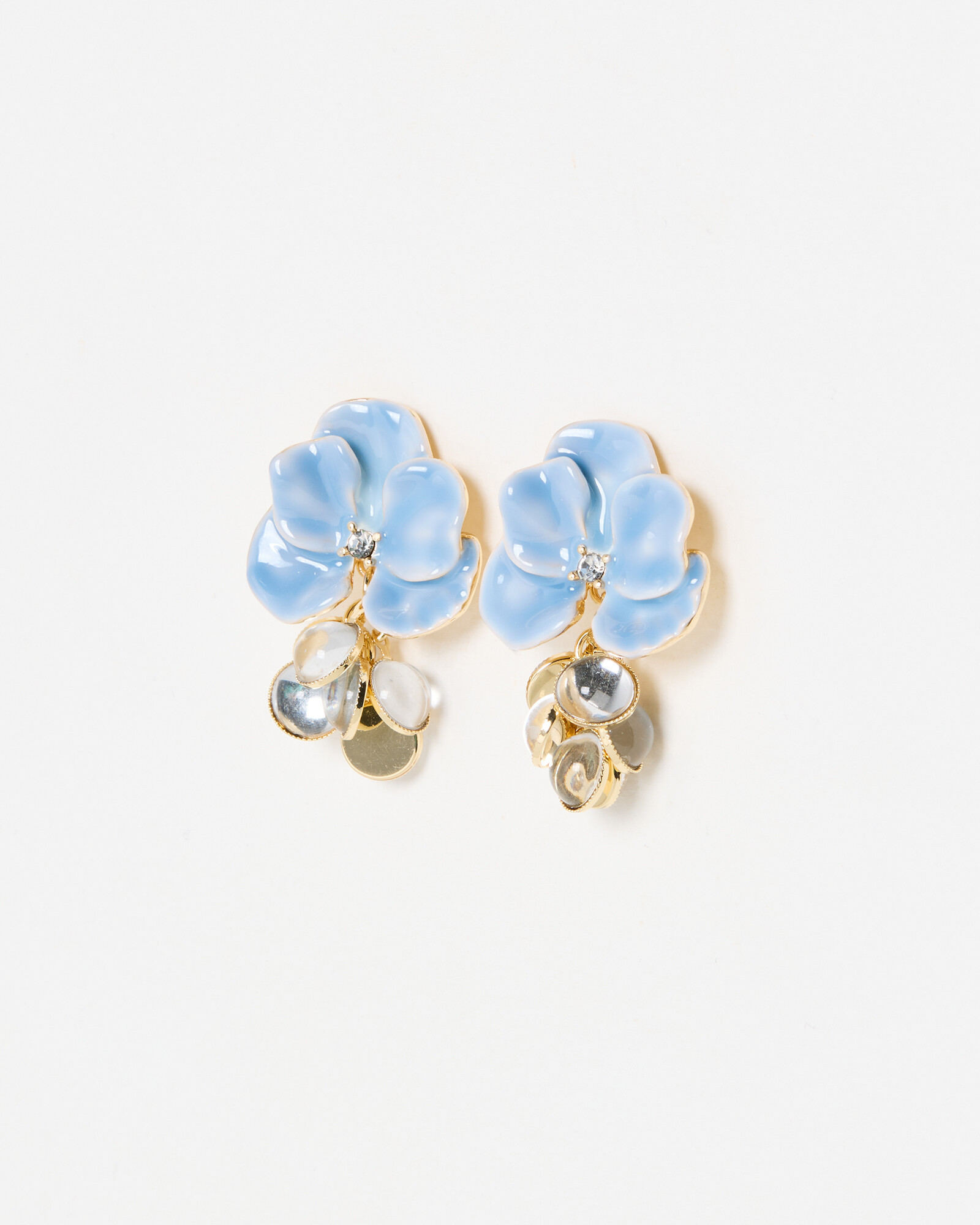 Violette Blue Enamel Flower Statement Earrings | Oliver Bonas | Oliver Bonas (Global)