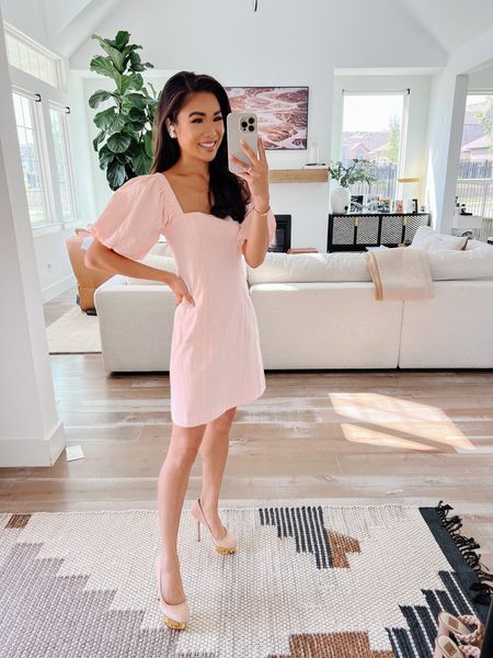 The perfect summer dress! I love that it is a linen blend, light pink, has a square neckline and puff sleeves. Wearing size XS and it fits TTS. On sale for 25% off with code 25OFF. Would be perfect as a wedding guest dress or date night. Also linking my shoes, furniture and AirPods that are 20% off and would make a great Father’s Day gift 

#LTKsalealert #LTKstyletip