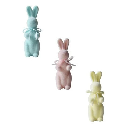 3/2/1pcs Easter Decorations Pastel Flocked Easter Bunny Decor Spring Table Centerpieces Indoor Decor Bunnies Decoration Set for Home Party | Walmart (US)