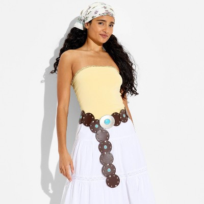 Women's Strapless Lace Trim Tube Top - Wild Fable™ Yellow M | Target