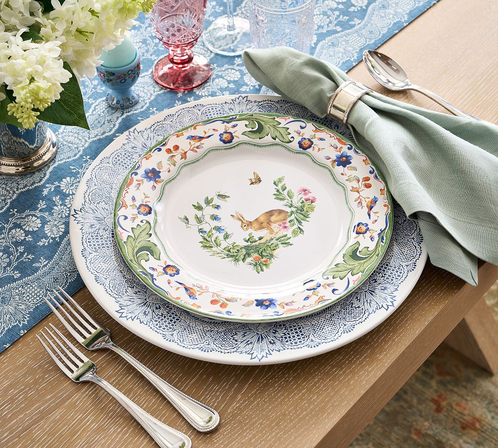 Botanical Bunny Stoneware Dinner Plates - Set of 4 | Pottery Barn (US)