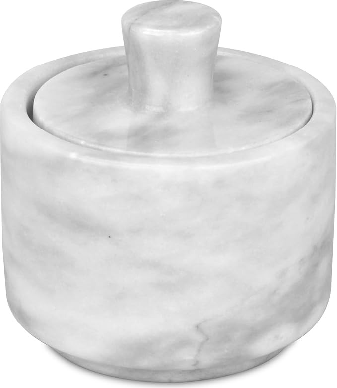 Marble Salt Cellar with Lid, White Stone Salt or Pepper Bowl Box Container Jar Holder Well Keeper... | Amazon (US)