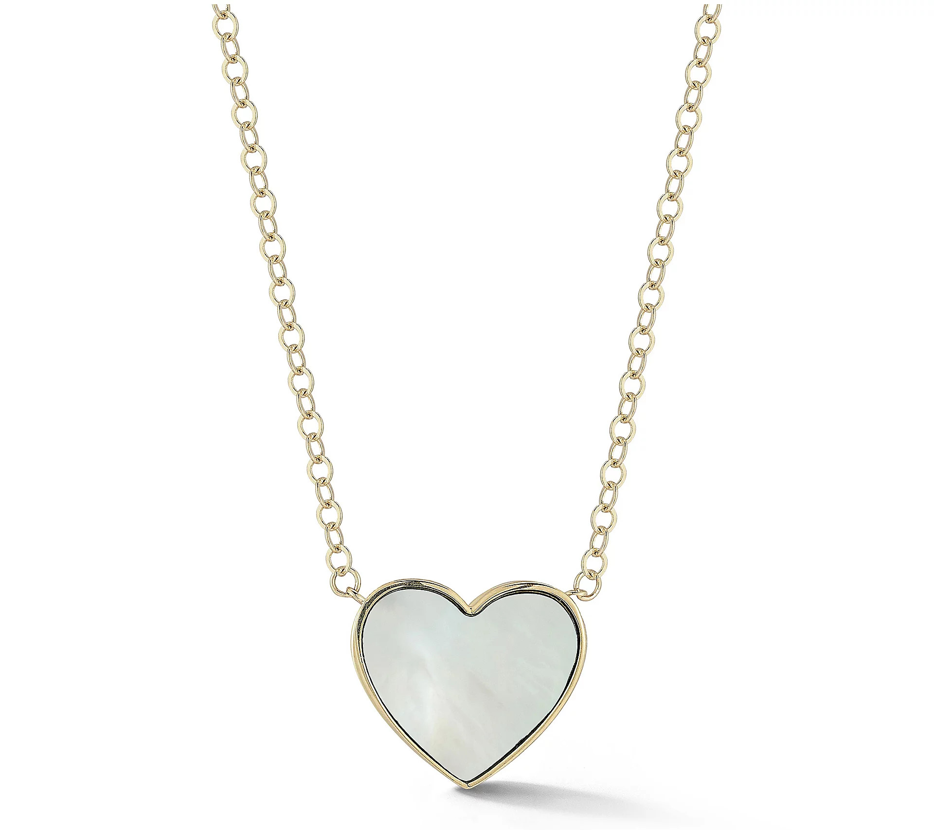 Luminosa Gold White Mother of Pearl Heart Neckl ace, 14K | QVC