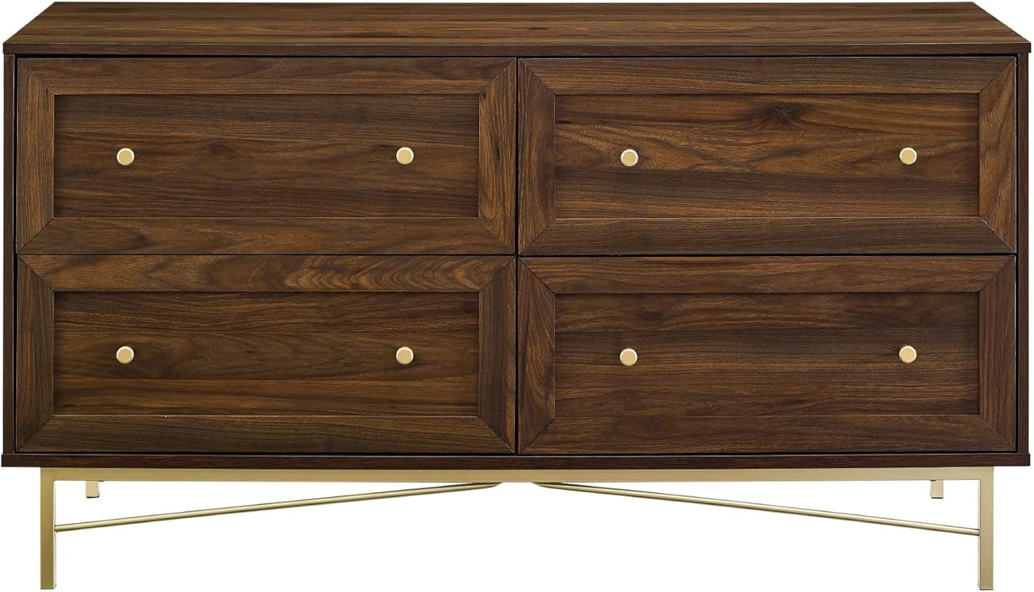 Walker Edison Morgan Contemporary Wood and Metal 4 Drawer Chest with Gold Accents, 56 Inch, Dark ... | Amazon (US)