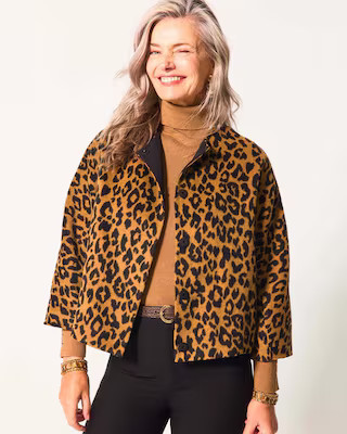 Fuzzy Collarless Animal Print Jacket | Chico's
