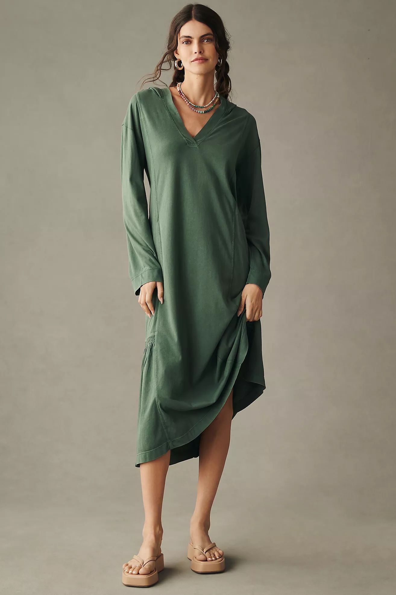 Daily Practice by Anthropologie Long-Sleeve Hooded Midi Dress | Anthropologie (US)