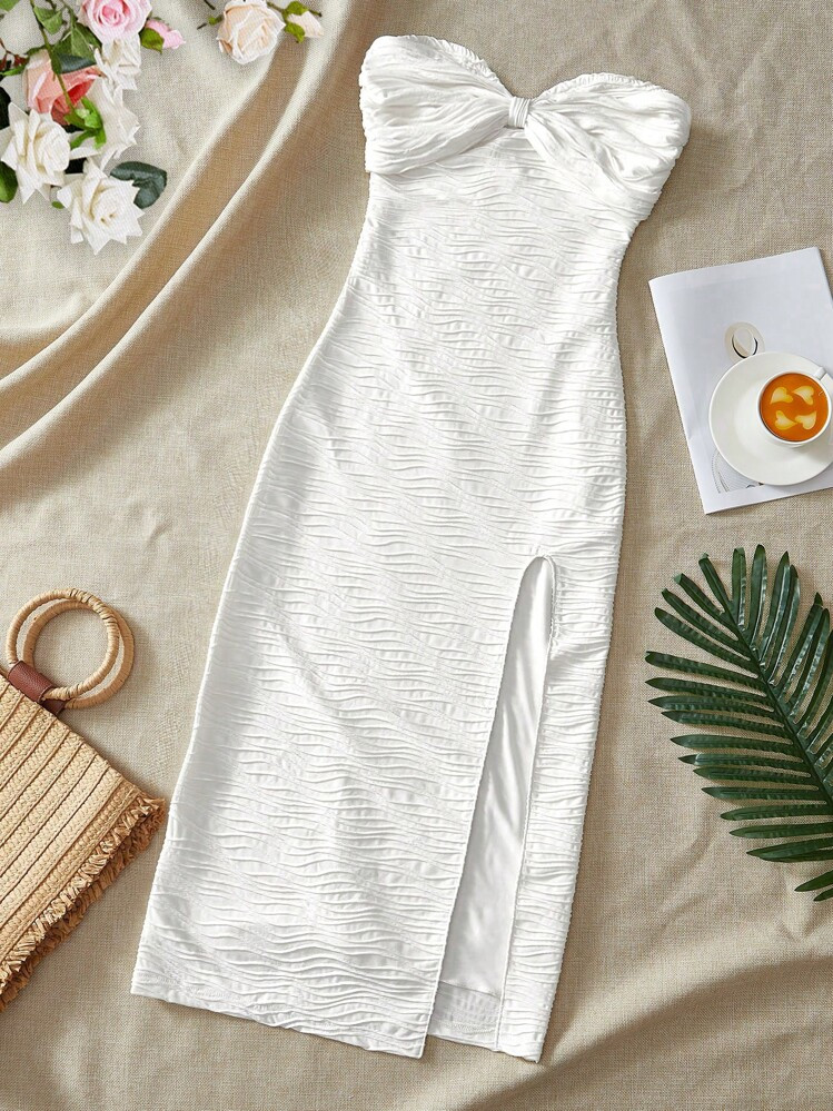 SHEIN vcay casual solid color fitted knit halter dress | SHEIN