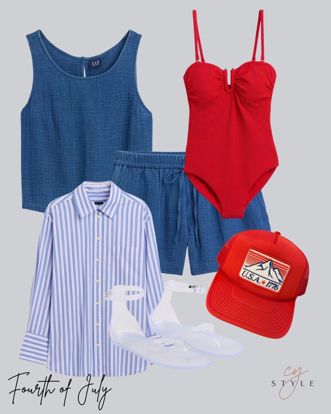 Fourth of July ready! 🇺🇸 From the pool and beach to fireworks! 🎆 
Fourth outfit 
Gap

#LTKootd #LTKSaleAlert #LTKOver40