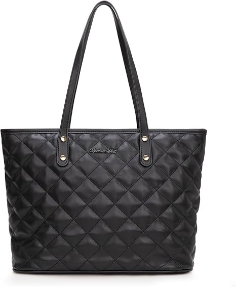 Montana West Quilted Tote Bag for Women Large Shoulder Bag Fashion Handbags with Top Zipper | Amazon (US)