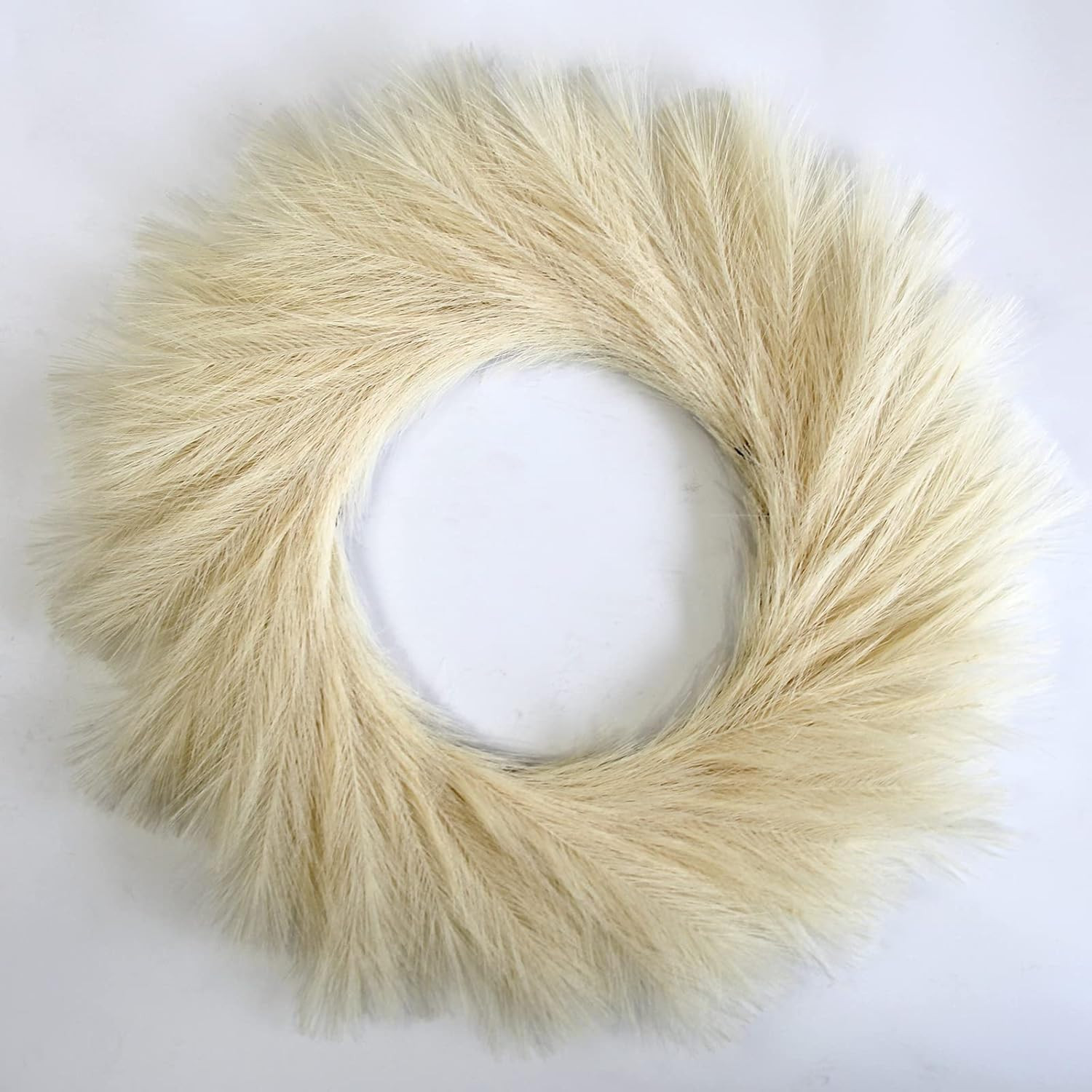Amazon.com: BeigeOK Faux Boho Pampas Wreath,22" Artificial Pampas Grass Wreath for Front Door,Wal... | Amazon (US)