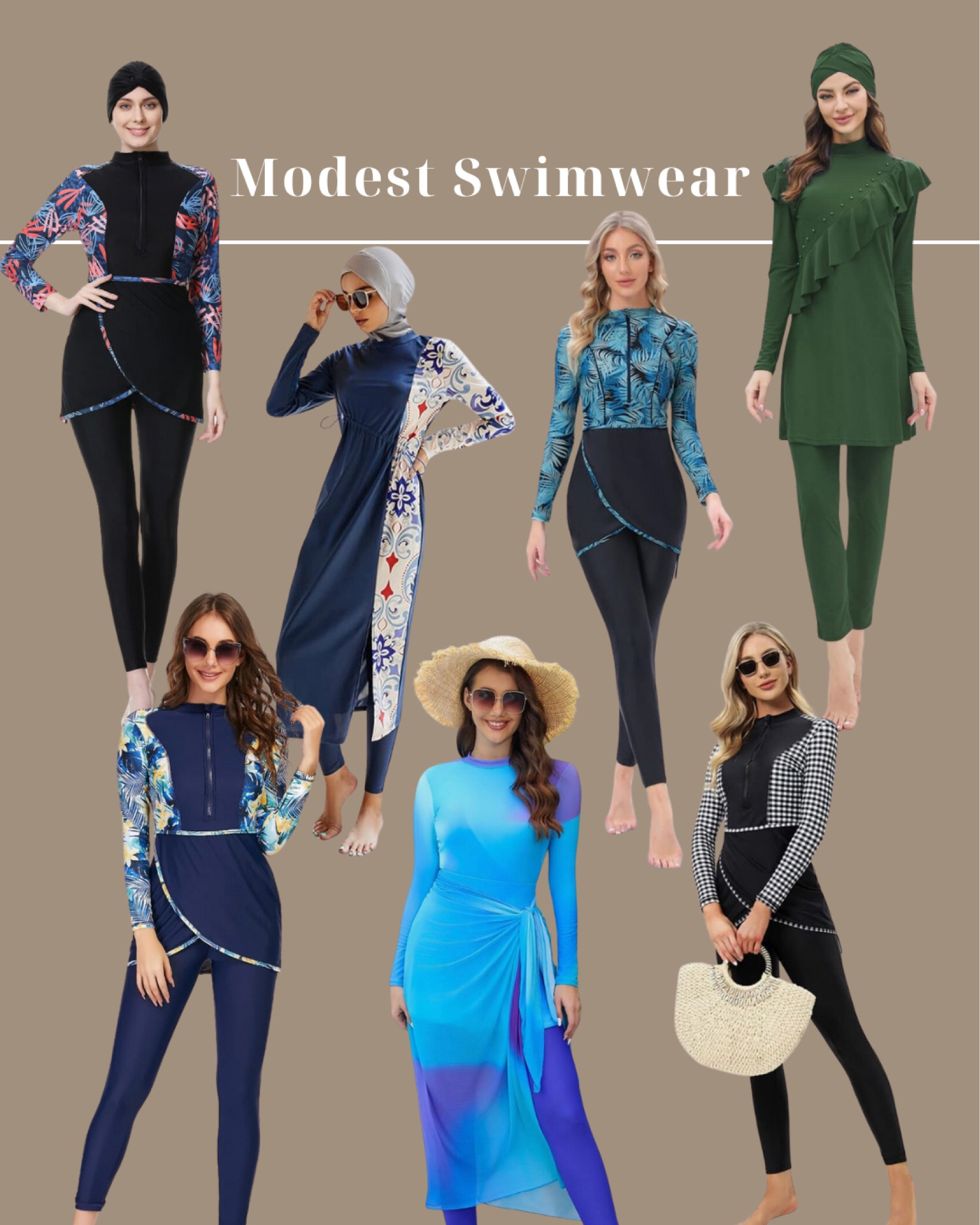 Burkini Islamico Per Donne BaJooruly - Costume Da Bagno Modesto 3 Pezzi Con Maniche Lunghe