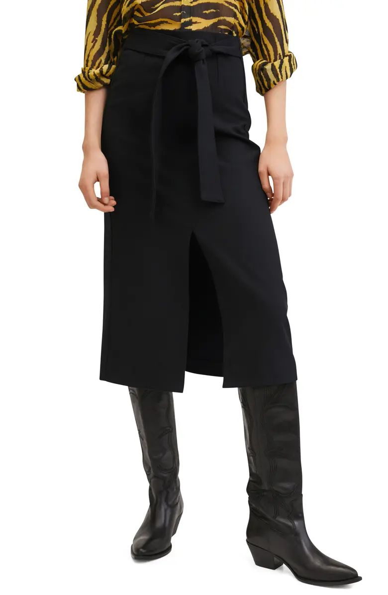MANGO Slit Front Belted Skirt | Nordstrom | Nordstrom