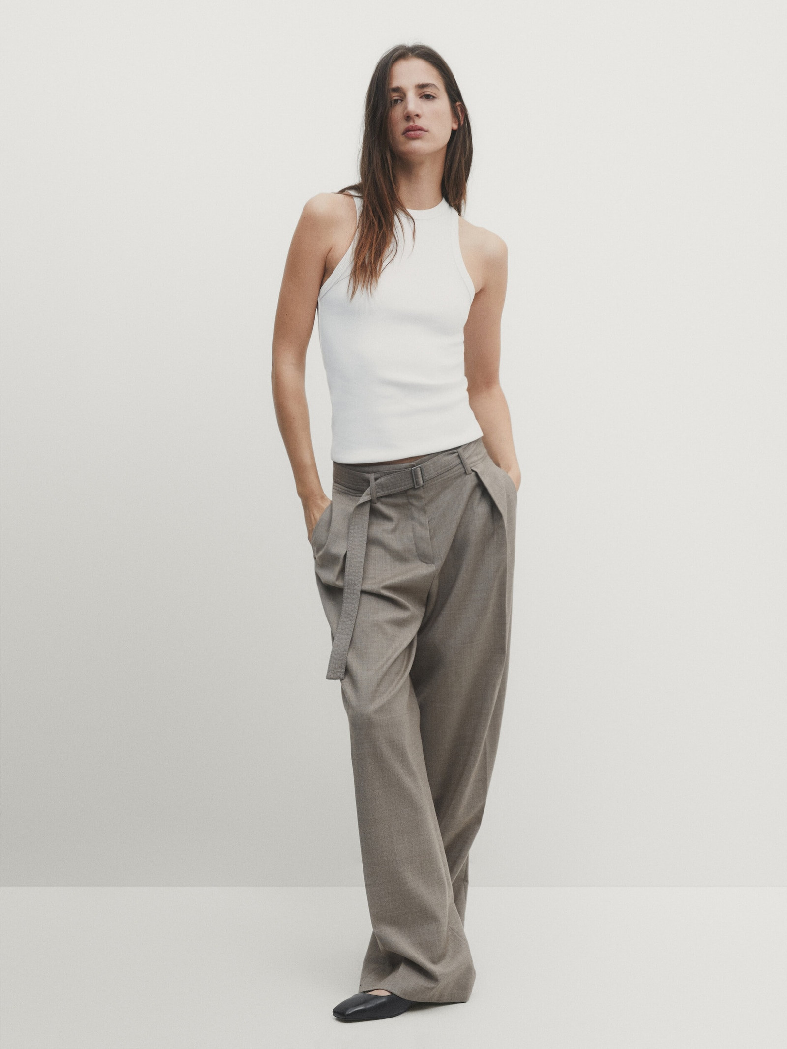 Ribbed halter top | Massimo Dutti UK