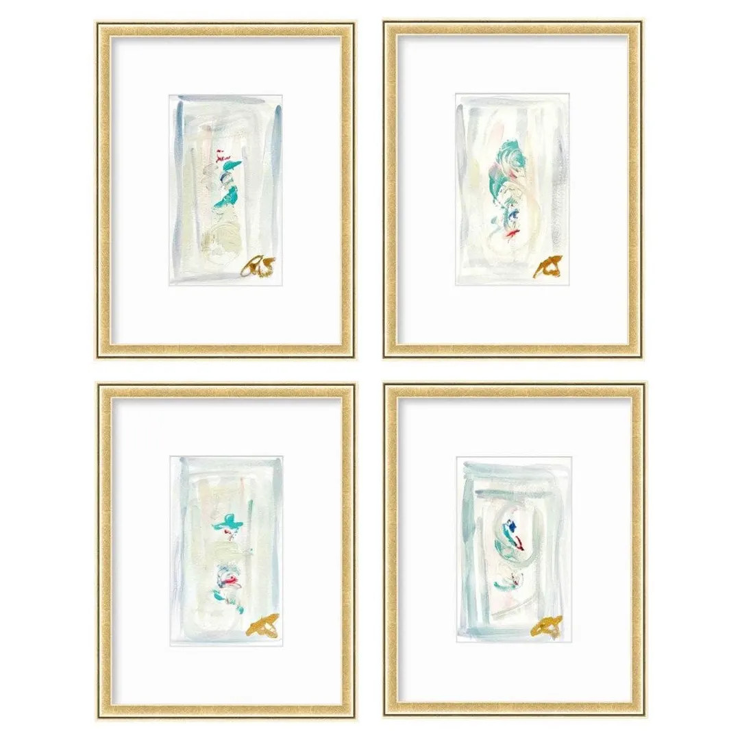 Original Abstract Artwork, Set of Four, Mixed Media, 5" x 7", Original Artwork, Pink Art, Blue Ar... | Etsy (US)