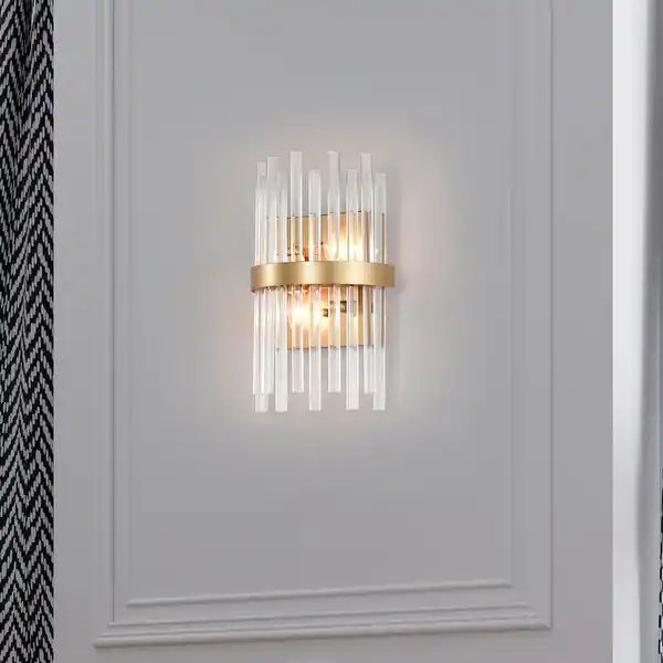 Casandra Glossy Bronze 2-Light Crystal Glass Bar Wall Sconce - 7.9 inches W x 13.8 inches H x 5 i... | Bed Bath & Beyond