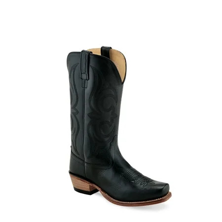 Old West Black Womens Leather 12in Cowboy Boots 9.5M | Walmart (US)