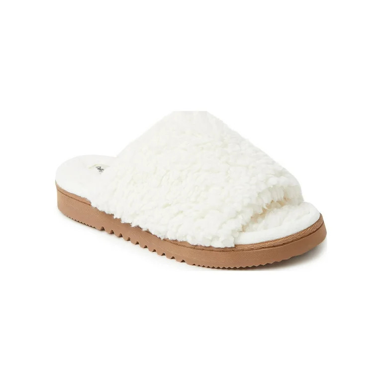 Dearfoams Cozy Comfort Women's Teddy Pile Open Toe Scuff Slippers | Walmart (US)