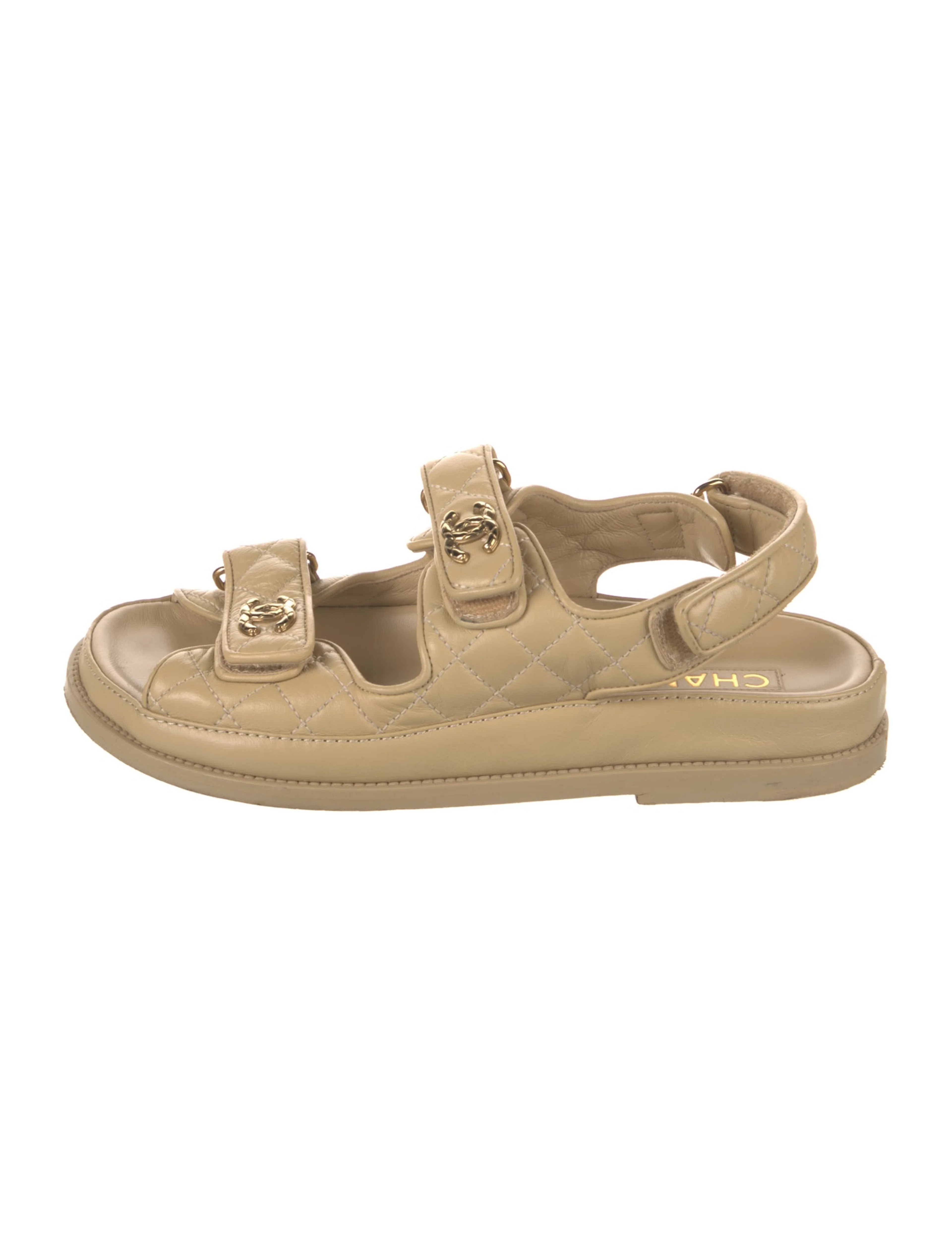 Interlocking CC Logo Leather Slingback Sandals | The RealReal