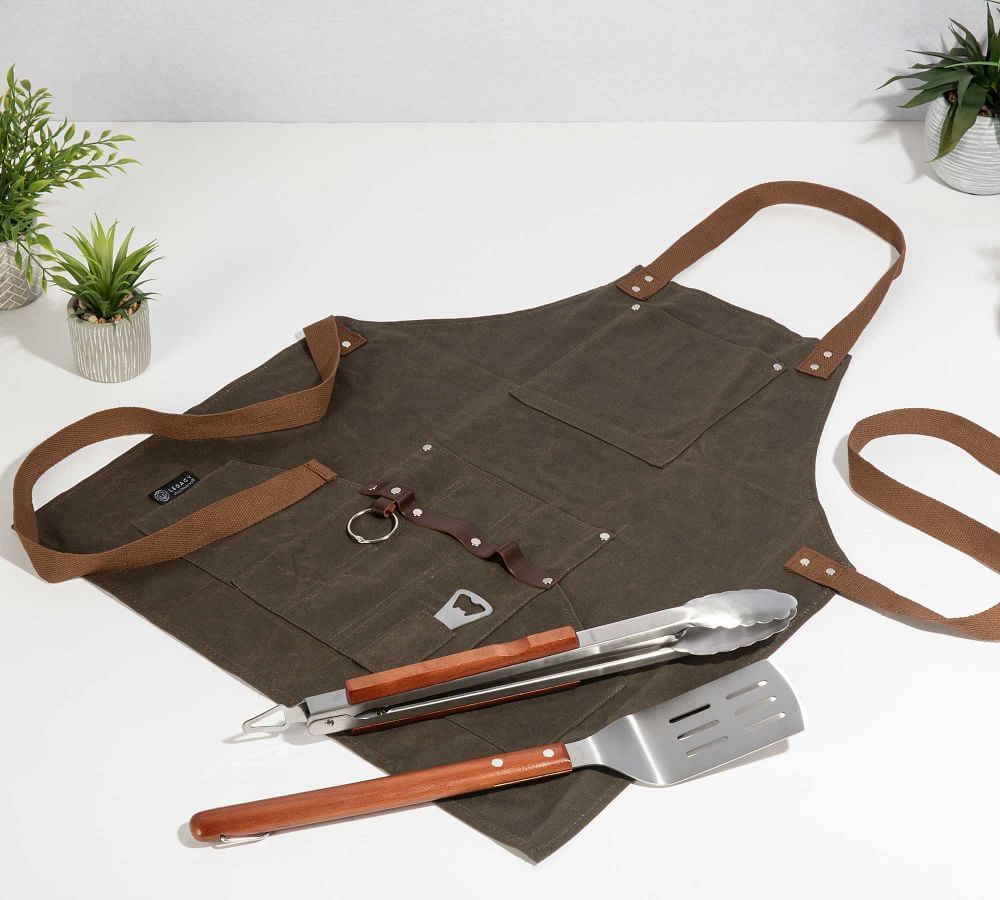 Greenpoint Canvas BBQ Apron & Grilling Utensil Set | Pottery Barn (US)