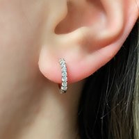 14K Gold Diamond Hoop Earrings 0.45 Carats Total | Ear Huggies Small | Etsy (US)