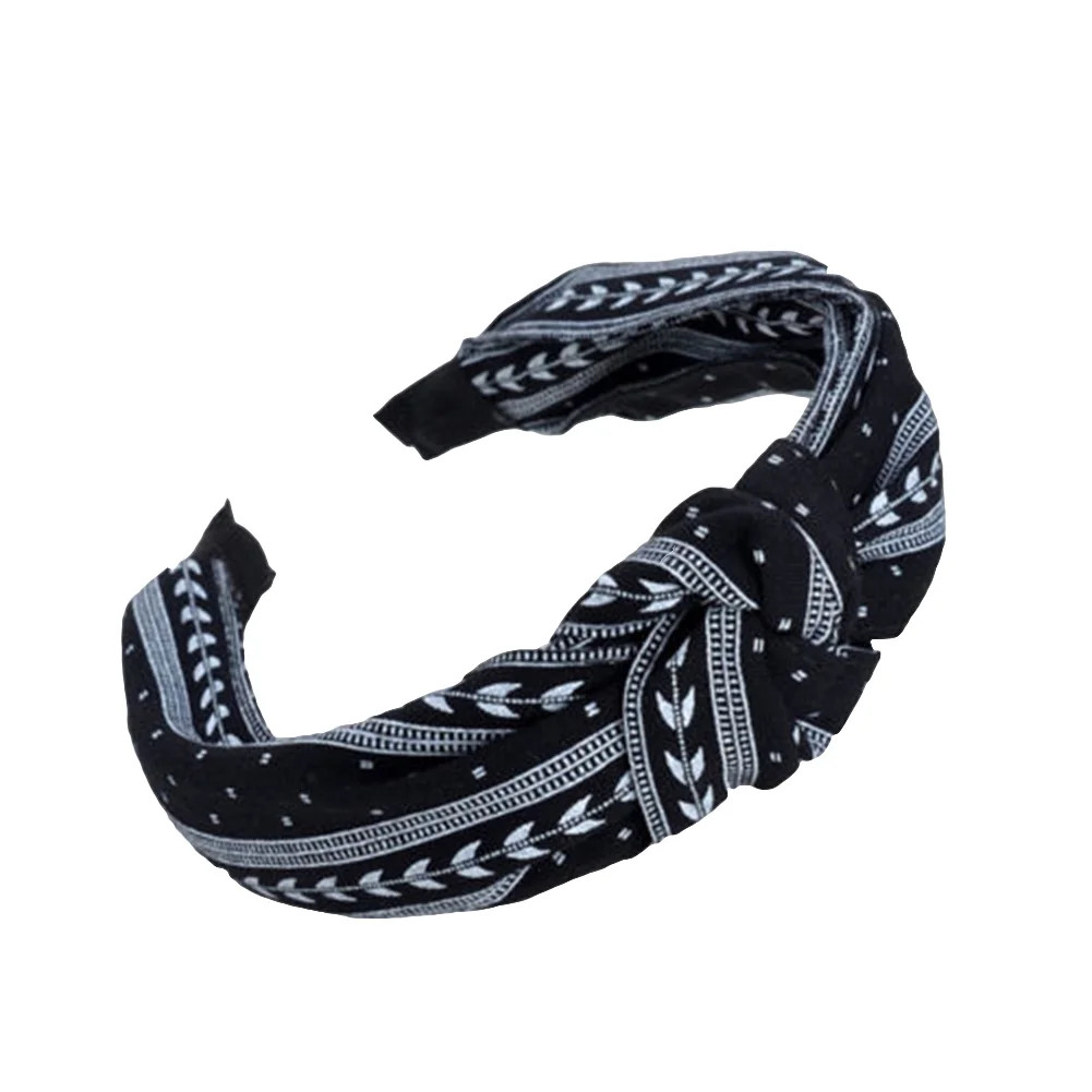 Yesbay Women Cloth Knotting Leaves Wide Hairband Headband Hair Accessories Black - Walmart.com | Walmart (US)