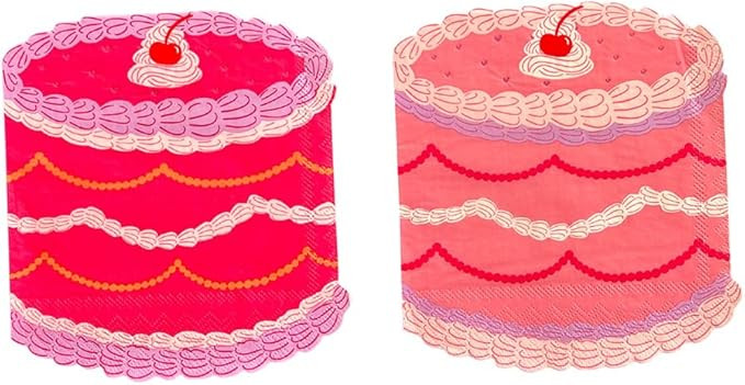 Jollity & Co You're The Cherry On Top Die Cut Cake Large Napkins - Dye Cut Cake Shaped Napkin - P... | Amazon (US)