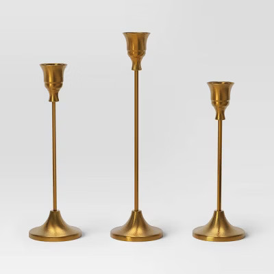 3pc Taper Metal Christmas Candle Holder Set Gold - Wondershop™ | Target