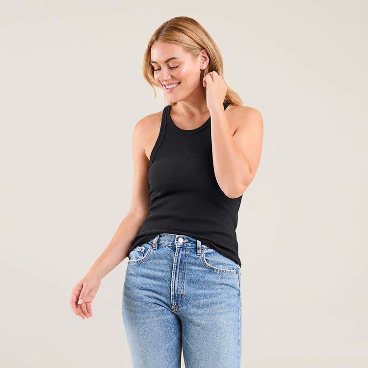 Essential Rib Tank Top | Black | nuuds