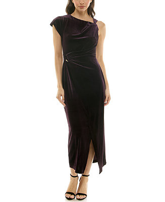 Women's Asymmetrical Velvet Midi Dress | Macy's