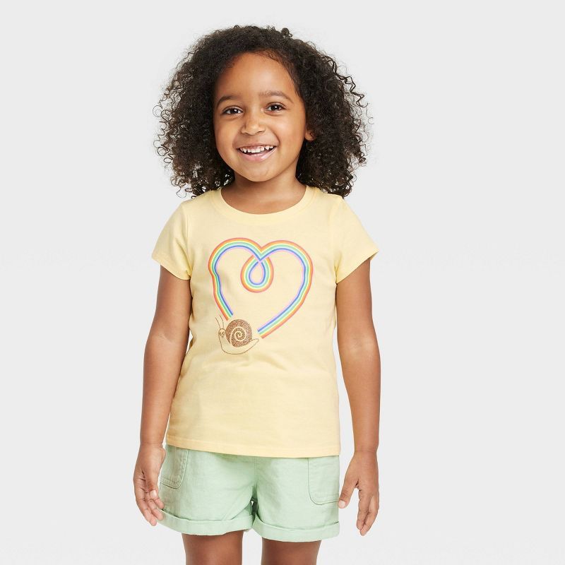 Toddler Girls' Heart Short Sleeve T-Shirt - Cat & Jack™ Yellow | Target
