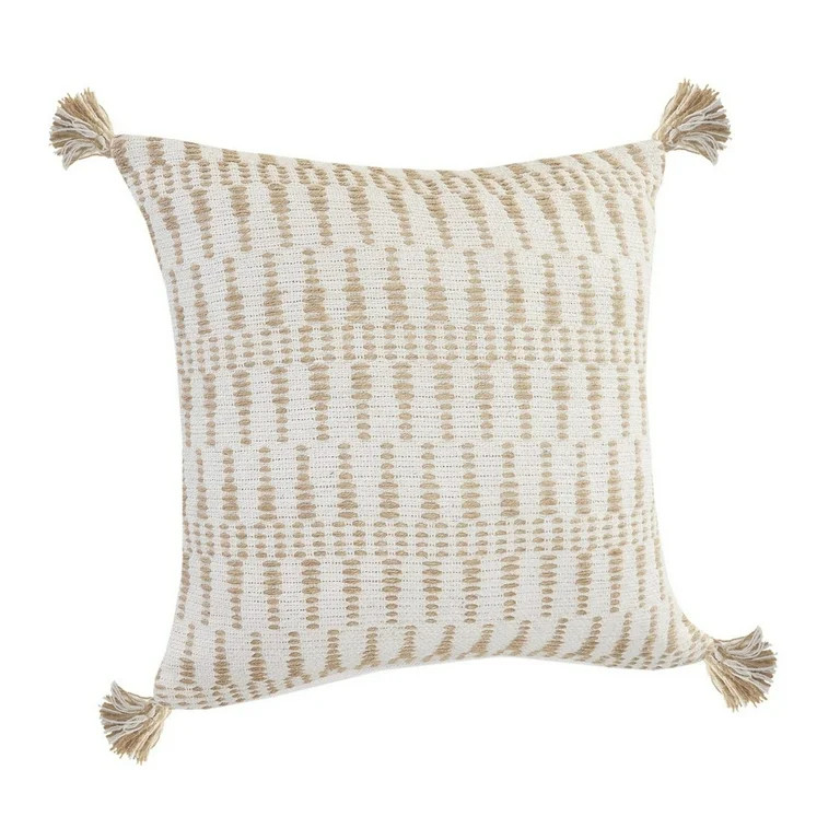 Ox Bay Sadie 20" x 20" Beige/White Geometric Cotton and Jute Adult Decorative Throw Pillow | Walmart (US)