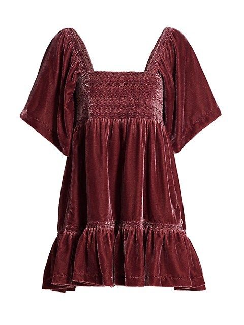 Smocked Velvet Mini Dress | Saks Fifth Avenue