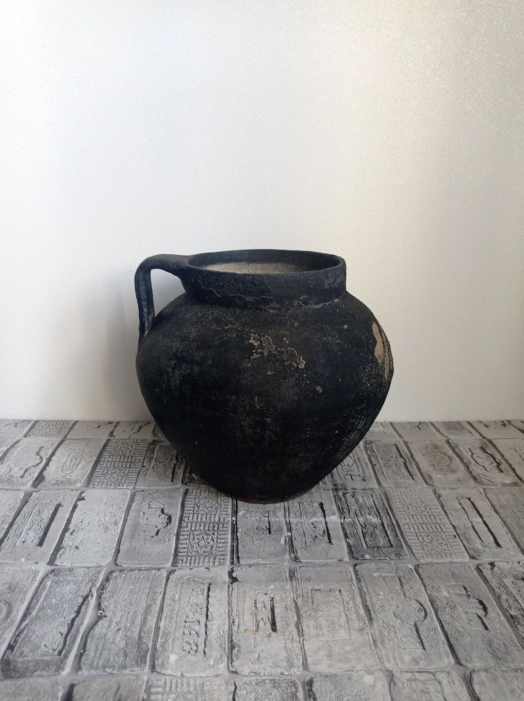 Primitive Clay Pot Old Black Clay Pot Wabi Sabi Vessel - Etsy | Etsy (US)