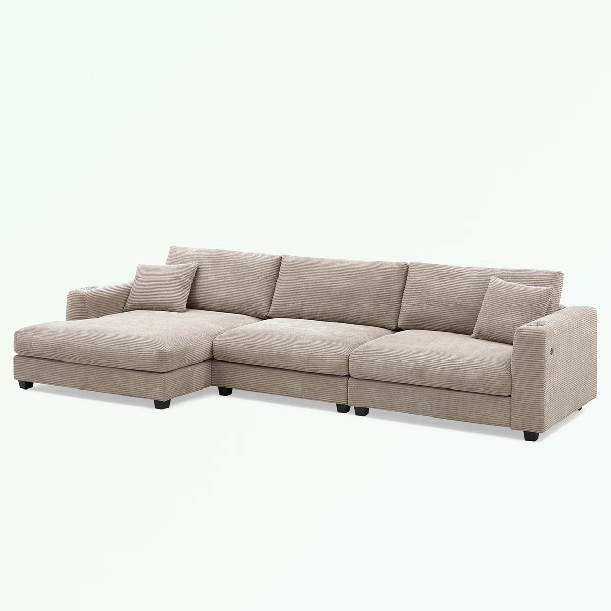 Modern L-Shaped Sectional with USB Port and Cup Holder | Wayfair North America