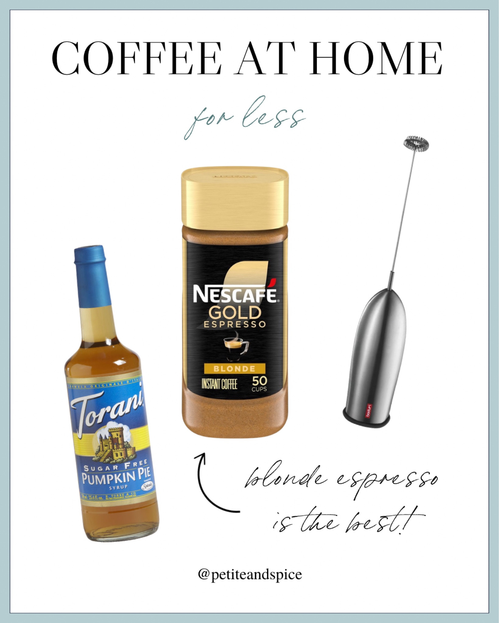 Coffee at home ☕️ for less! Dutch bros who? Nescafé gold espresso blonde roast is so smooth and perfect for any latte or cafecito! Torani syrup, sugar free, milk frother, instant espresso, target, pumpkin

#LTKTravel #LTKHome #LTKSeasonal