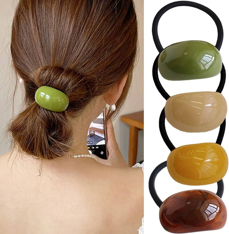 4 Pcs Acrylic Semi-Arc Ponytail Hair Ties Elastics Ponytail Holders Decorative Ponytail Holders H... | Amazon (US)