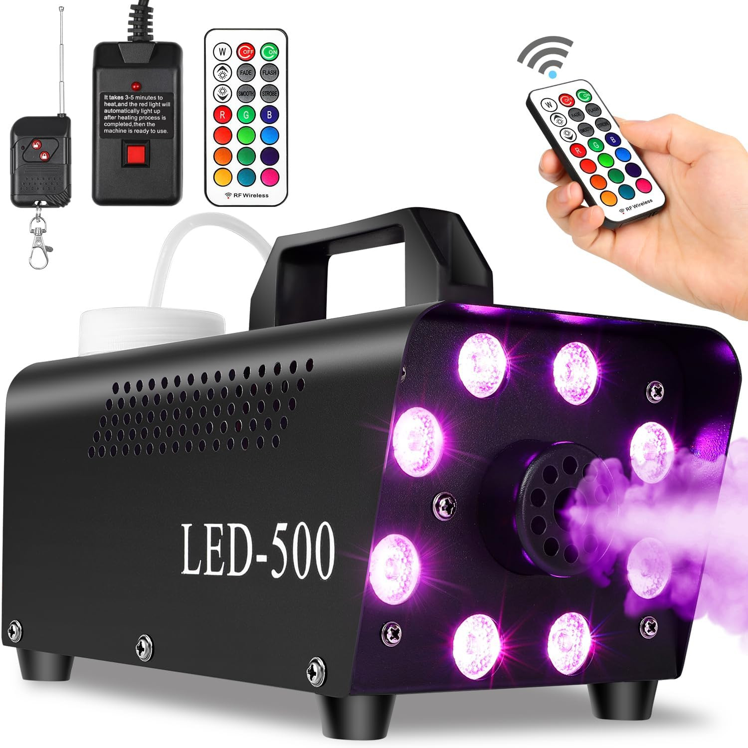 Upgraded Fog Machine Smoke Machine with 13 Colorful 8 Led Lights, 500W and 2000CFM Fog with Wired Wireless Remote Controls, Perfect for Indoor Outdoor Wedding, Halloween, Party and Stage Effect | Amazon (US)