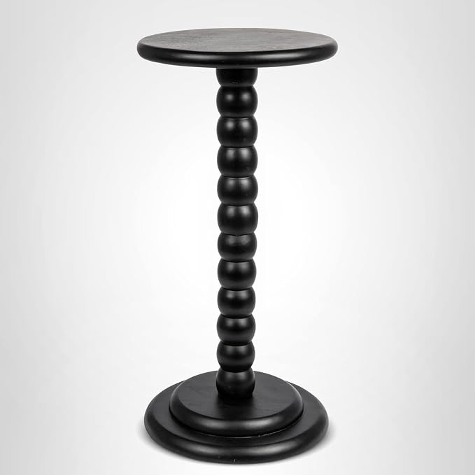Creative Co-Op Stacked Pedestal Cocktail Side Table, Black | Amazon (US)