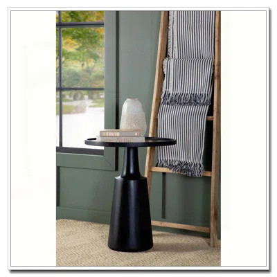 Black Stain Pedestal Accent Table | Wayfair North America