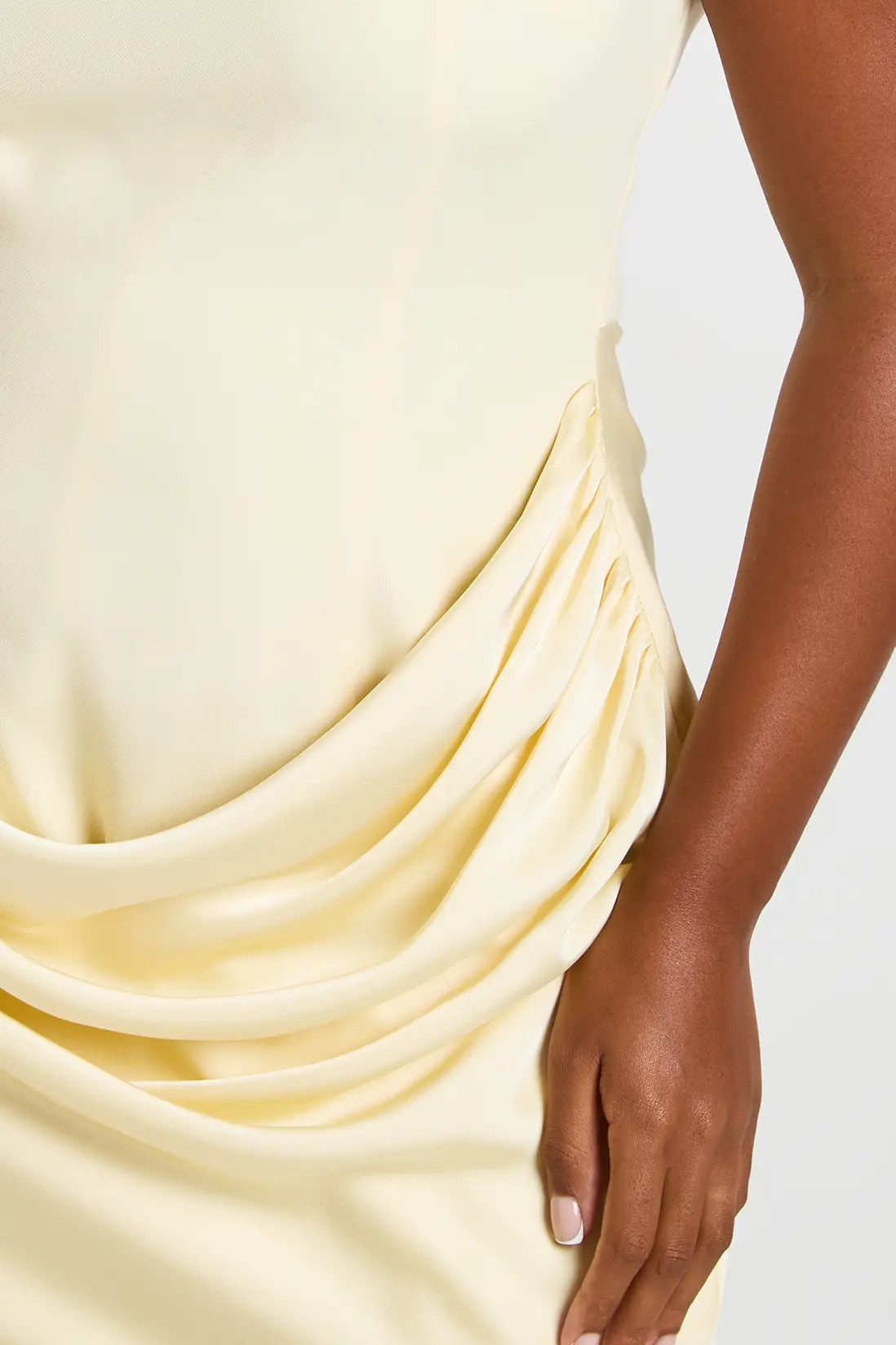 Lemon Plus Satin Drape Slash Neck Mini Dress | Boohoo USA | boohoo (US & Canada)