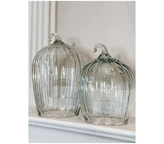 Simply Stunning Set of 2 Glass Pumpkin Cloches by Janine Graff | QVC