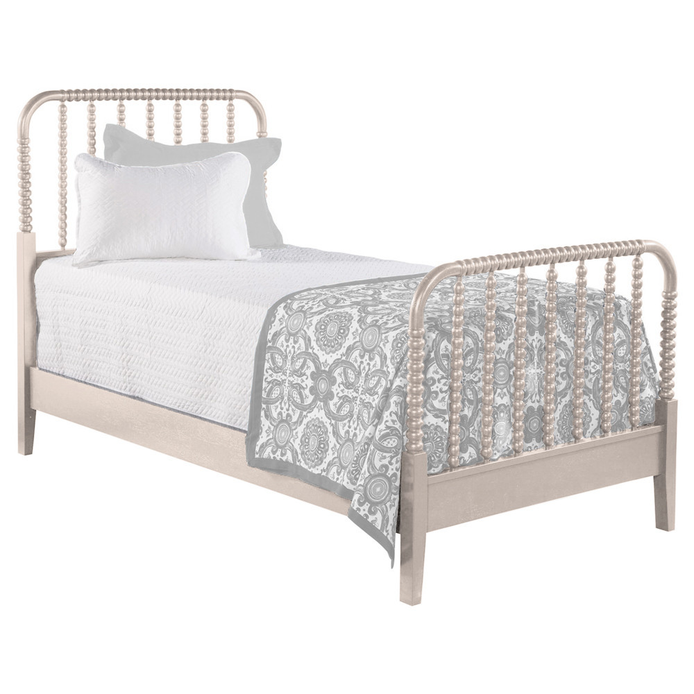 Lynda Coastal Beach Beige Wood Frame Spindle Bed - Twin | Kathy Kuo Home