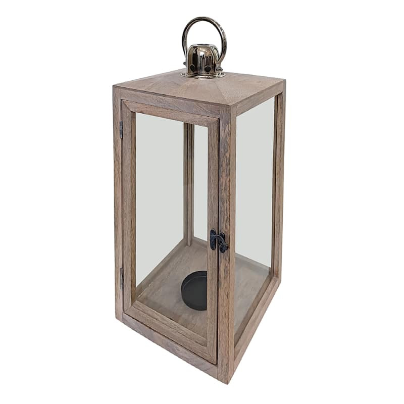 Whitewash Wood Lantern, 22" | At Home